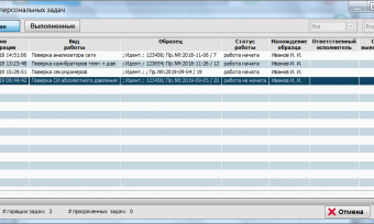Список персональных задач 