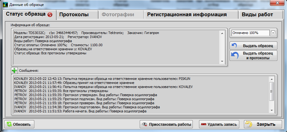 Рабочее место руководителя UniTesS Manager